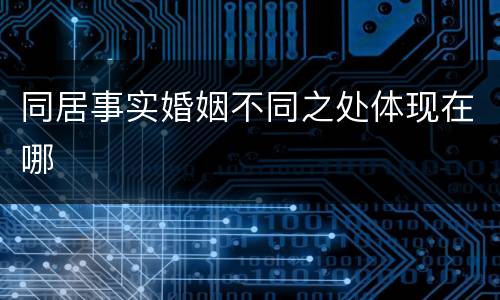同居事实婚姻不同之处体现在哪