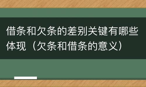 借条和欠条的差别关键有哪些体现（欠条和借条的意义）