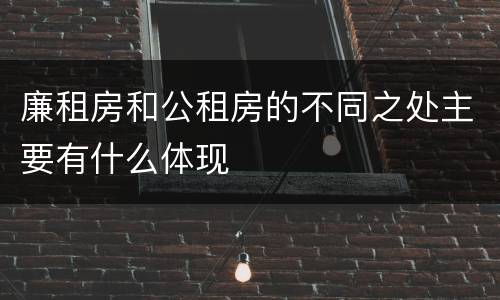 廉租房和公租房的不同之处主要有什么体现