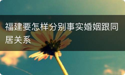 福建要怎样分别事实婚姻跟同居关系
