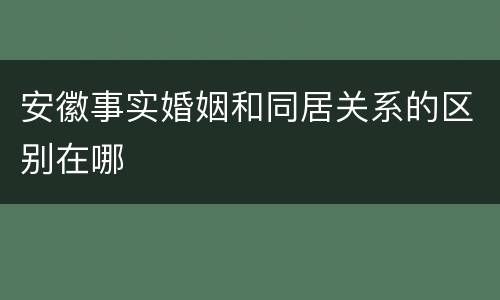 安徽事实婚姻和同居关系的区别在哪