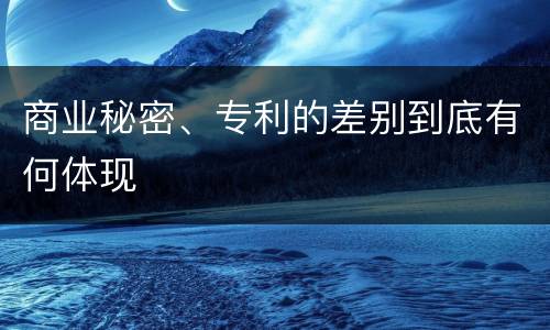 商业秘密、专利的差别到底有何体现