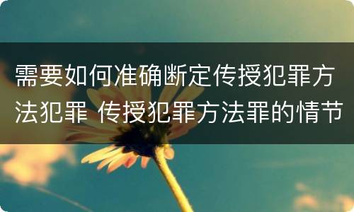 需要如何准确断定传授犯罪方法犯罪 传授犯罪方法罪的情节认定