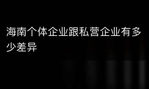 海南个体企业跟私营企业有多少差异