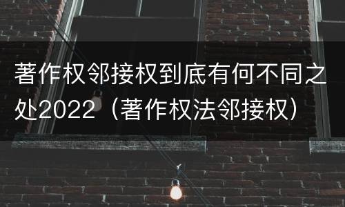 著作权邻接权到底有何不同之处2022（著作权法邻接权）