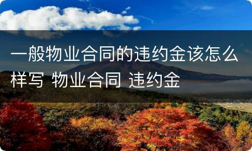一般物业合同的违约金该怎么样写 物业合同 违约金