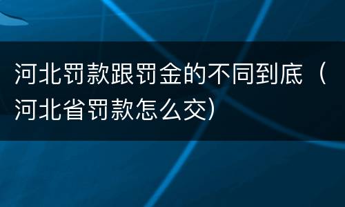 河北罚款跟罚金的不同到底（河北省罚款怎么交）