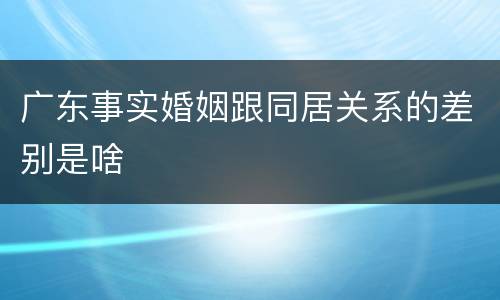 广东事实婚姻跟同居关系的差别是啥
