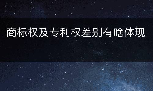 商标权及专利权差别有啥体现