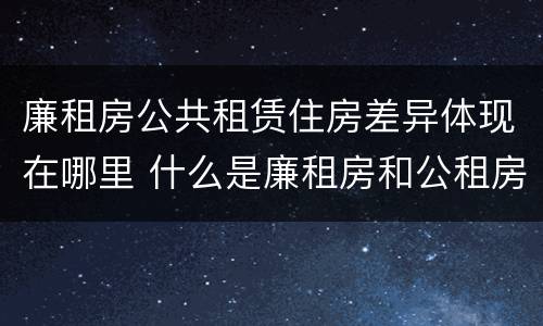 廉租房公共租赁住房差异体现在哪里 什么是廉租房和公租房两个有什么特点