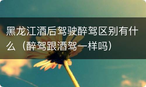 黑龙江酒后驾驶醉驾区别有什么（醉驾跟酒驾一样吗）