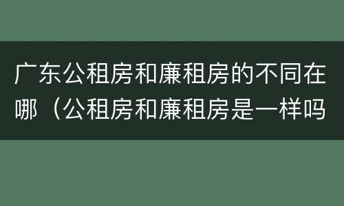 广东公租房和廉租房的不同在哪（公租房和廉租房是一样吗）