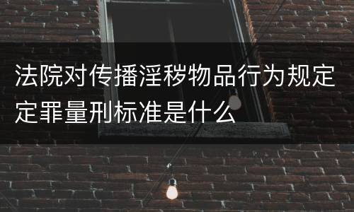 法院对传播淫秽物品行为规定定罪量刑标准是什么
