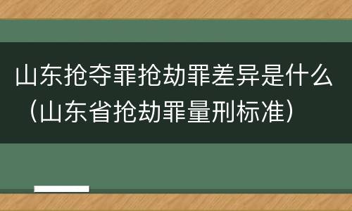 山东抢夺罪抢劫罪差异是什么（山东省抢劫罪量刑标准）