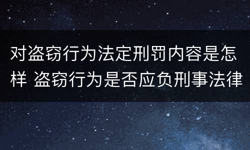 对盗窃行为法定刑罚内容是怎样 盗窃行为是否应负刑事法律责任