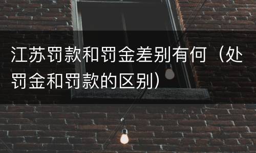 江苏罚款和罚金差别有何（处罚金和罚款的区别）