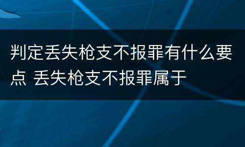 判定丢失枪支不报罪有什么要点 丢失枪支不报罪属于