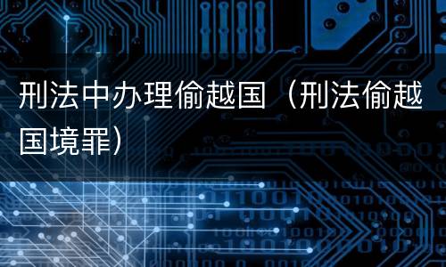 刑法中办理偷越国（刑法偷越国境罪）