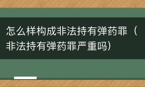 怎么样构成非法持有弹药罪（非法持有弹药罪严重吗）