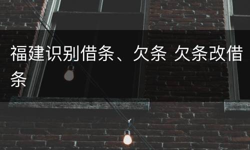 福建识别借条、欠条 欠条改借条