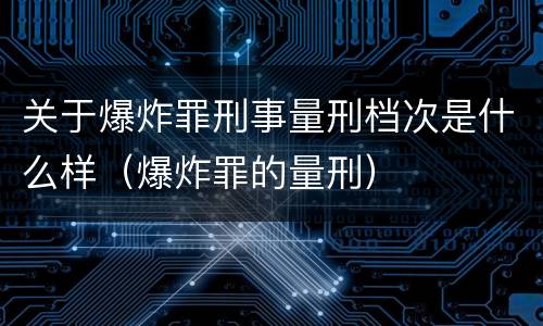 关于爆炸罪刑事量刑档次是什么样（爆炸罪的量刑）
