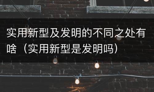 实用新型及发明的不同之处有啥（实用新型是发明吗）