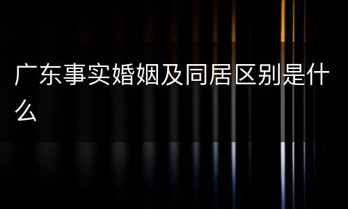 广东事实婚姻及同居区别是什么