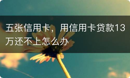 五张信用卡，用信用卡贷款13万还不上怎么办