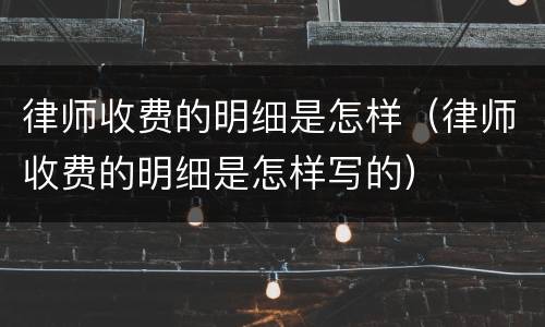律师收费的明细是怎样（律师收费的明细是怎样写的）