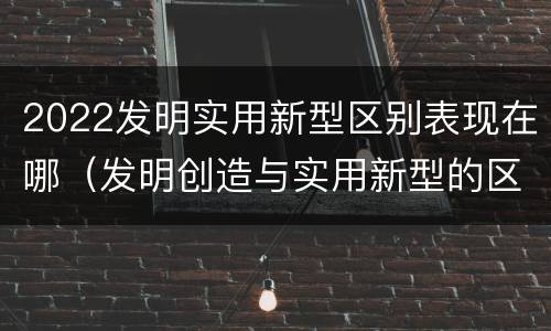 2022发明实用新型区别表现在哪（发明创造与实用新型的区别）