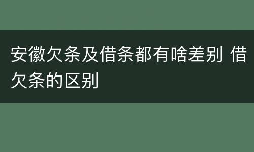 安徽欠条及借条都有啥差别 借欠条的区别
