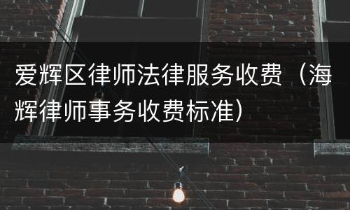 爱辉区律师法律服务收费（海辉律师事务收费标准）