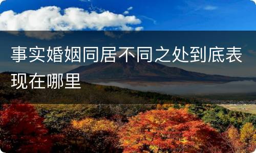 事实婚姻同居不同之处到底表现在哪里