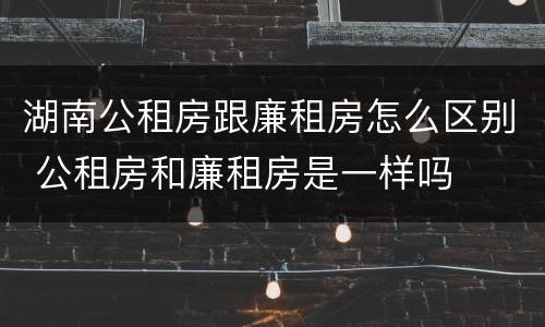 湖南公租房跟廉租房怎么区别 公租房和廉租房是一样吗