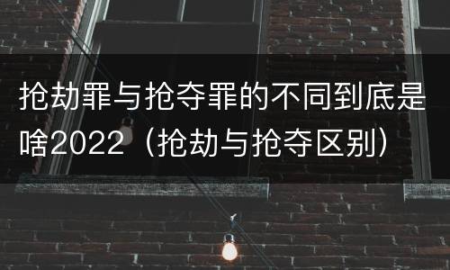 抢劫罪与抢夺罪的不同到底是啥2022（抢劫与抢夺区别）