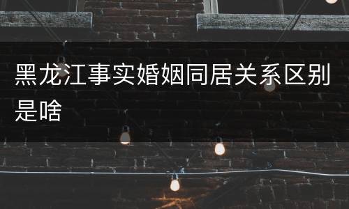 黑龙江事实婚姻同居关系区别是啥