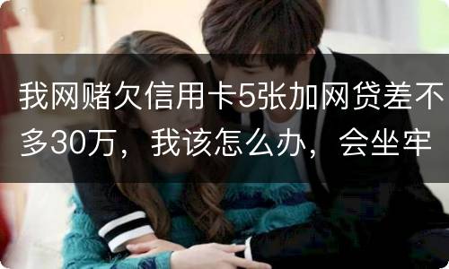 我网赌欠信用卡5张加网贷差不多30万，我该怎么办，会坐牢吗？没钱还，还不上了