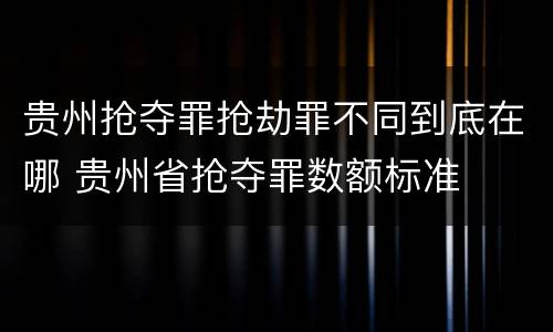 贵州抢夺罪抢劫罪不同到底在哪 贵州省抢夺罪数额标准