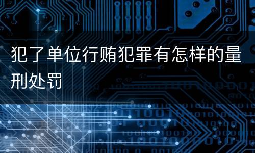 犯了单位行贿犯罪有怎样的量刑处罚