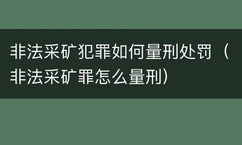 非法采矿犯罪如何量刑处罚（非法采矿罪怎么量刑）