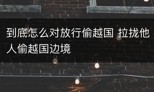 到底怎么对放行偷越国 拉拢他人偷越国边境