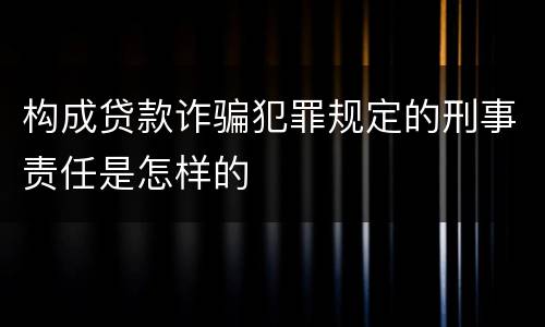 构成贷款诈骗犯罪规定的刑事责任是怎样的