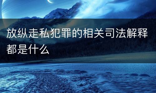 放纵走私犯罪的相关司法解释都是什么