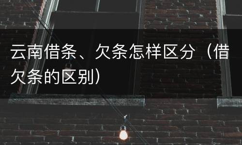 云南借条、欠条怎样区分（借欠条的区别）