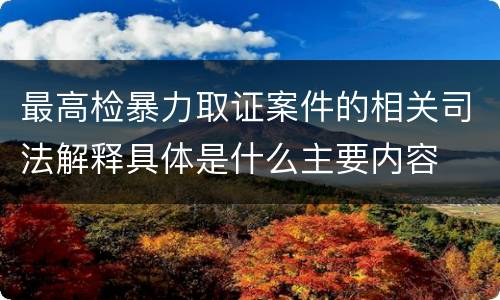 最高检暴力取证案件的相关司法解释具体是什么主要内容