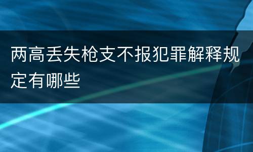 两高丢失枪支不报犯罪解释规定有哪些