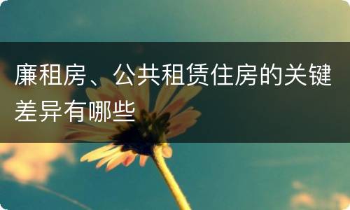 廉租房、公共租赁住房的关键差异有哪些
