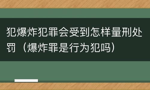 犯爆炸犯罪会受到怎样量刑处罚（爆炸罪是行为犯吗）