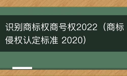 识别商标权商号权2022（商标侵权认定标准 2020）