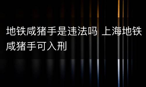 地铁咸猪手是违法吗 上海地铁咸猪手可入刑